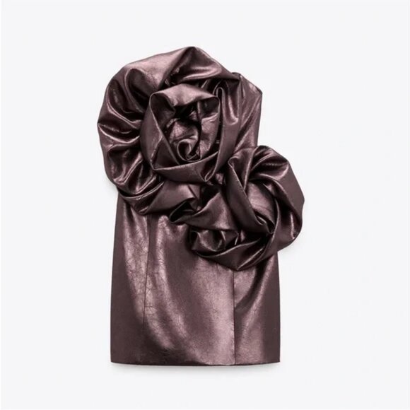 NWOT Zara Voluminous Flower Dress in Pale Pink size S - Picture 5 of 7